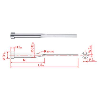 Custom square ejector pins